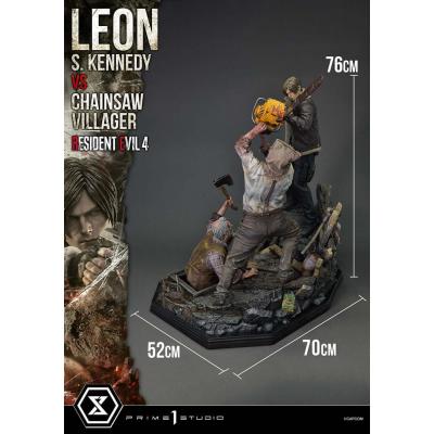 Resident Evil 4 Estatua Ultimate Premium Masterline Series 1/4 Leon S. Kennedy vs. Chainsaw Villager 76 cm