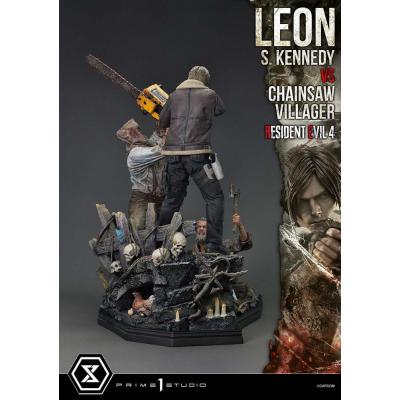 Resident Evil 4 Estatua Ultimate Premium Masterline Series 1/4 Leon S. Kennedy vs. Chainsaw Villager 76 cm