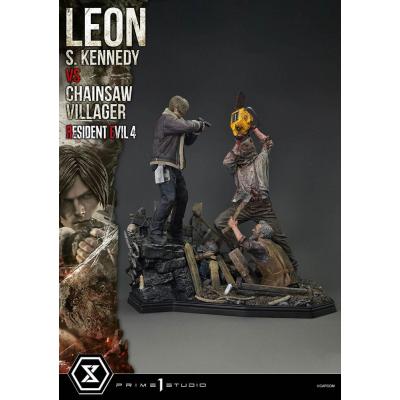 Resident Evil 4 Estatua Ultimate Premium Masterline Series 1/4 Leon S. Kennedy vs. Chainsaw Villager 76 cm