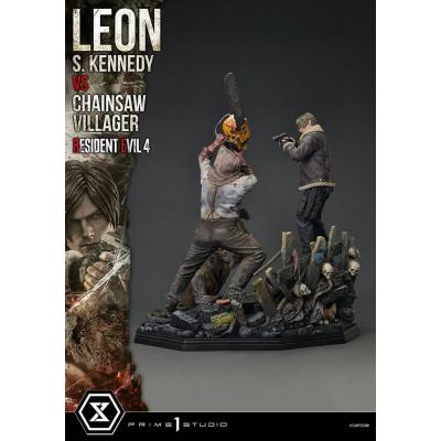 Resident Evil 4 Estatua Ultimate Premium Masterline Series 1/4 Leon S. Kennedy vs. Chainsaw Villager 76 cm