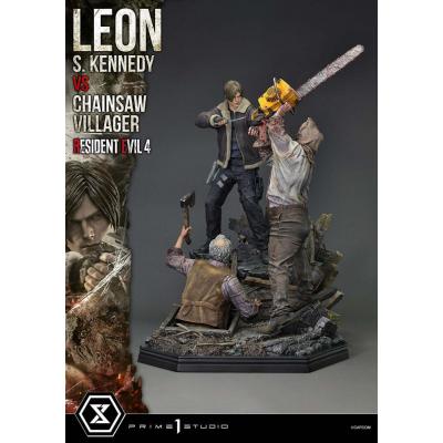 Resident Evil 4 Estatua Ultimate Premium Masterline Series 1/4 Leon S. Kennedy vs. Chainsaw Villager 76 cm
