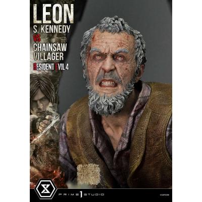 Resident Evil 4 Estatua Ultimate Premium Masterline Series 1/4 Leon S. Kennedy vs. Chainsaw Villager 76 cm