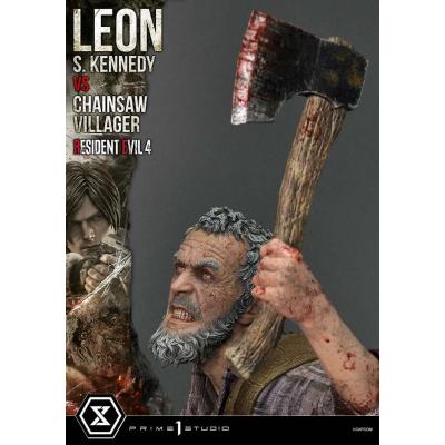 Resident Evil 4 Estatua Ultimate Premium Masterline Series 1/4 Leon S. Kennedy vs. Chainsaw Villager 76 cm