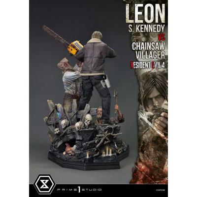 Resident Evil 4 Estatua Ultimate Premium Masterline Series 1/4 Leon S. Kennedy vs. Chainsaw Villager 76 cm