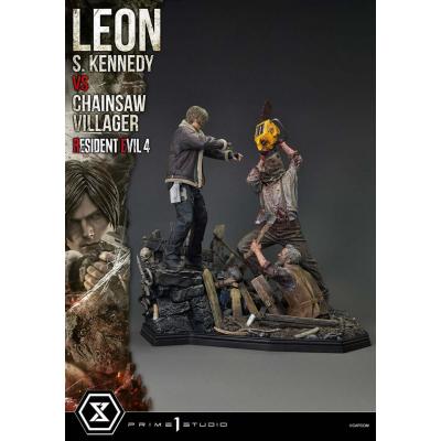 Resident Evil 4 Estatua Ultimate Premium Masterline Series 1/4 Leon S. Kennedy vs. Chainsaw Villager 76 cm