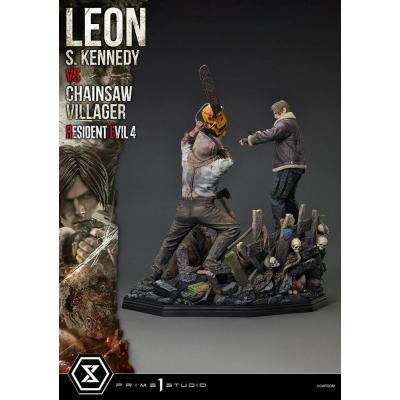 Resident Evil 4 Estatua Ultimate Premium Masterline Series 1/4 Leon S. Kennedy vs. Chainsaw Villager 76 cm