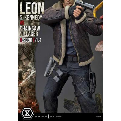 Resident Evil 4 Estatua Ultimate Premium Masterline Series 1/4 Leon S. Kennedy vs. Chainsaw Villager 76 cm