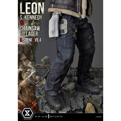 Resident Evil 4 Estatua Ultimate Premium Masterline Series 1/4 Leon S. Kennedy vs. Chainsaw Villager 76 cm