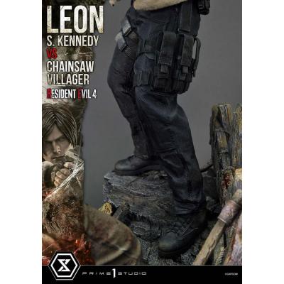 Resident Evil 4 Estatua Ultimate Premium Masterline Series 1/4 Leon S. Kennedy vs. Chainsaw Villager 76 cm
