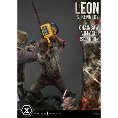 Resident Evil 4 Estatua Ultimate Premium Masterline Series 1/4 Leon S. Kennedy vs. Chainsaw Villager 76 cm