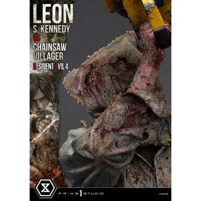 Resident Evil 4 Estatua Ultimate Premium Masterline Series 1/4 Leon S. Kennedy vs. Chainsaw Villager 76 cm