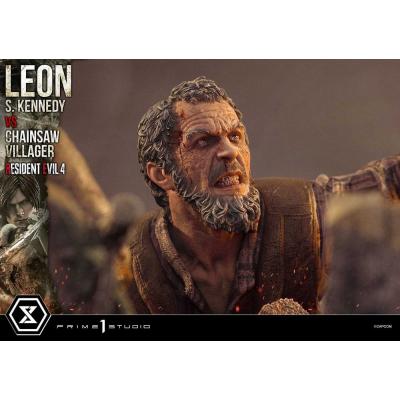 Resident Evil 4 Estatua Ultimate Premium Masterline Series 1/4 Leon S. Kennedy vs. Chainsaw Villager Bonus Ver. 76 cm