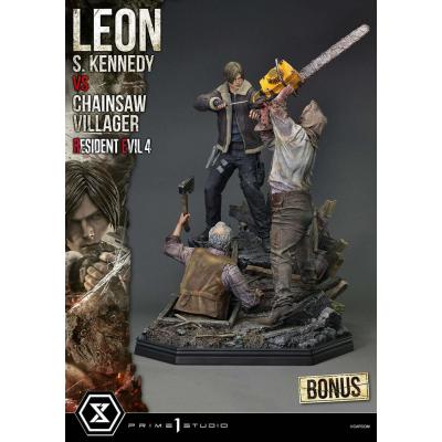 Resident Evil 4 Estatua Ultimate Premium Masterline Series 1/4 Leon S. Kennedy vs. Chainsaw Villager Bonus Ver. 76 cm
