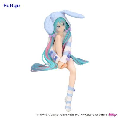 Hatsune Miku Estatua PVC Noodle Stopper Hatsune Miku Rabbit Ear Hood Pajama Blue Color Ver. 14 cm
