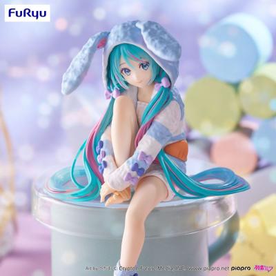 Hatsune Miku Estatua PVC Noodle Stopper Hatsune Miku Rabbit Ear Hood Pajama Blue Color Ver. 14 cm