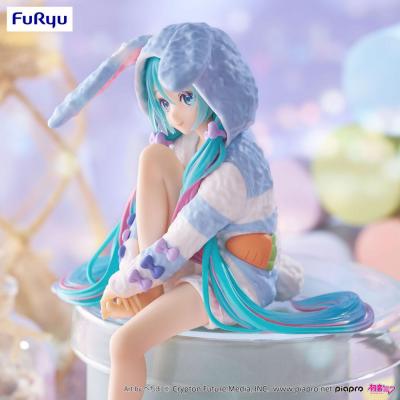 Hatsune Miku Estatua PVC Noodle Stopper Hatsune Miku Rabbit Ear Hood Pajama Blue Color Ver. 14 cm