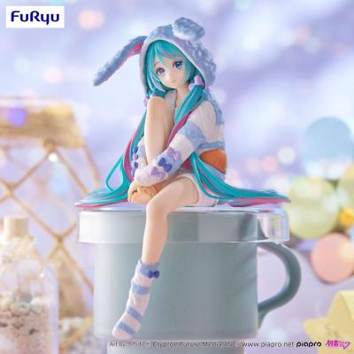 Hatsune Miku Estatua PVC Noodle Stopper Hatsune Miku Rabbit Ear Hood Pajama Blue Color Ver. 14 cm