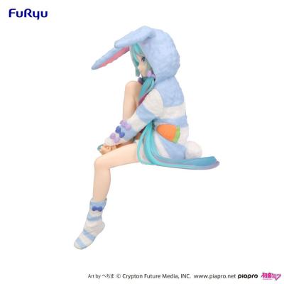 Hatsune Miku Estatua PVC Noodle Stopper Hatsune Miku Rabbit Ear Hood Pajama Blue Color Ver. 14 cm