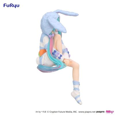 Hatsune Miku Estatua PVC Noodle Stopper Hatsune Miku Rabbit Ear Hood Pajama Blue Color Ver. 14 cm