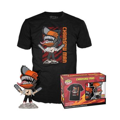 Chainsaw Man POP! & Tee Set de Minifigura y Camiseta Chainsaw Man Leaping talla XL