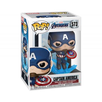 Avengers: Endgame POP! Movies Vinyl Figura Captain America w/Broken Shield & Mjölnir 9 cm