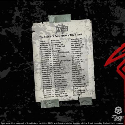 Death Estatua Rock Ikonz On Tour Road Case & Telón de fondo del escenario The Sound of Perseverance Tour 1998