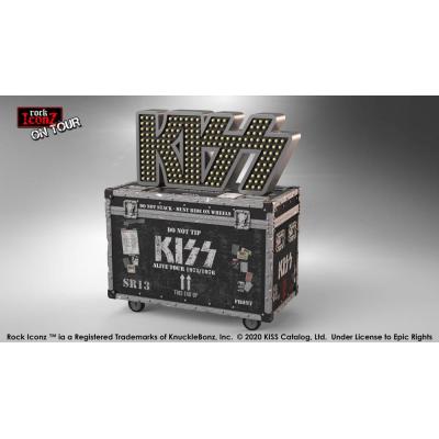 Kiss Estatua Rock Ikonz On Tour Road Case & Telón de fondo del escenario Alive! Tour