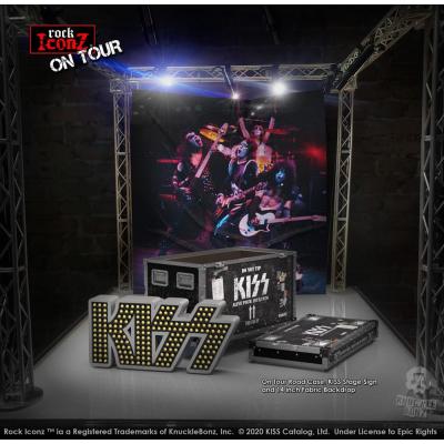 Kiss Estatua Rock Ikonz On Tour Road Case & Telón de fondo del escenario Alive! Tour
