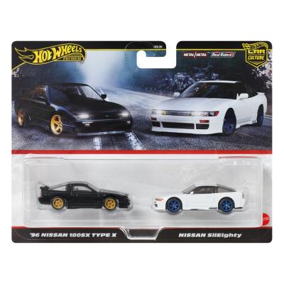 Hot Wheels Premium Pack de 2 Vehículos Die-Cast Car Culture 1/64 '96 Nissan 180SX Type X & Nissan SilEighty