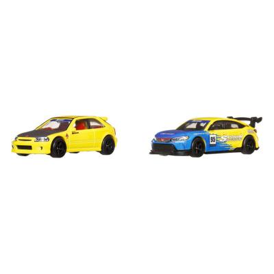 Hot Wheels Premium Pack de 2 Vehículos Die-Cast Car Culture 1/64 '99 Honda Civic Type R (EK9) & Honda Civic Type R