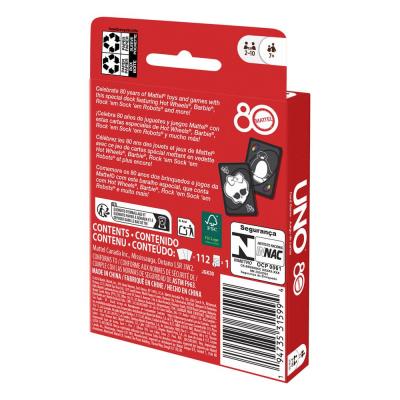 Mattel 80th Anniversary UNO Juego de Cartas Ruby Red