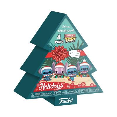 Lilo&Stitch Holiday 2025 Pack de 4 Llaveros Pocket POP! Vinyl Tree Holiday Box 4 cm