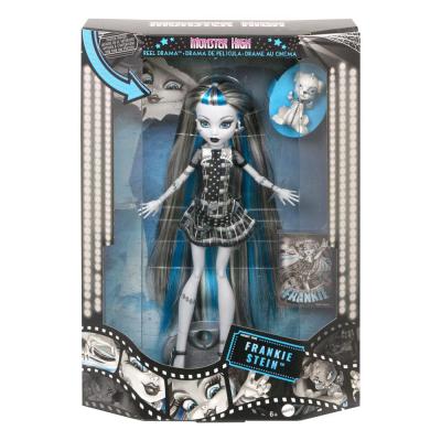 Monster High Muñeca Reel Drama Frankie Stein en Blanco y Negro